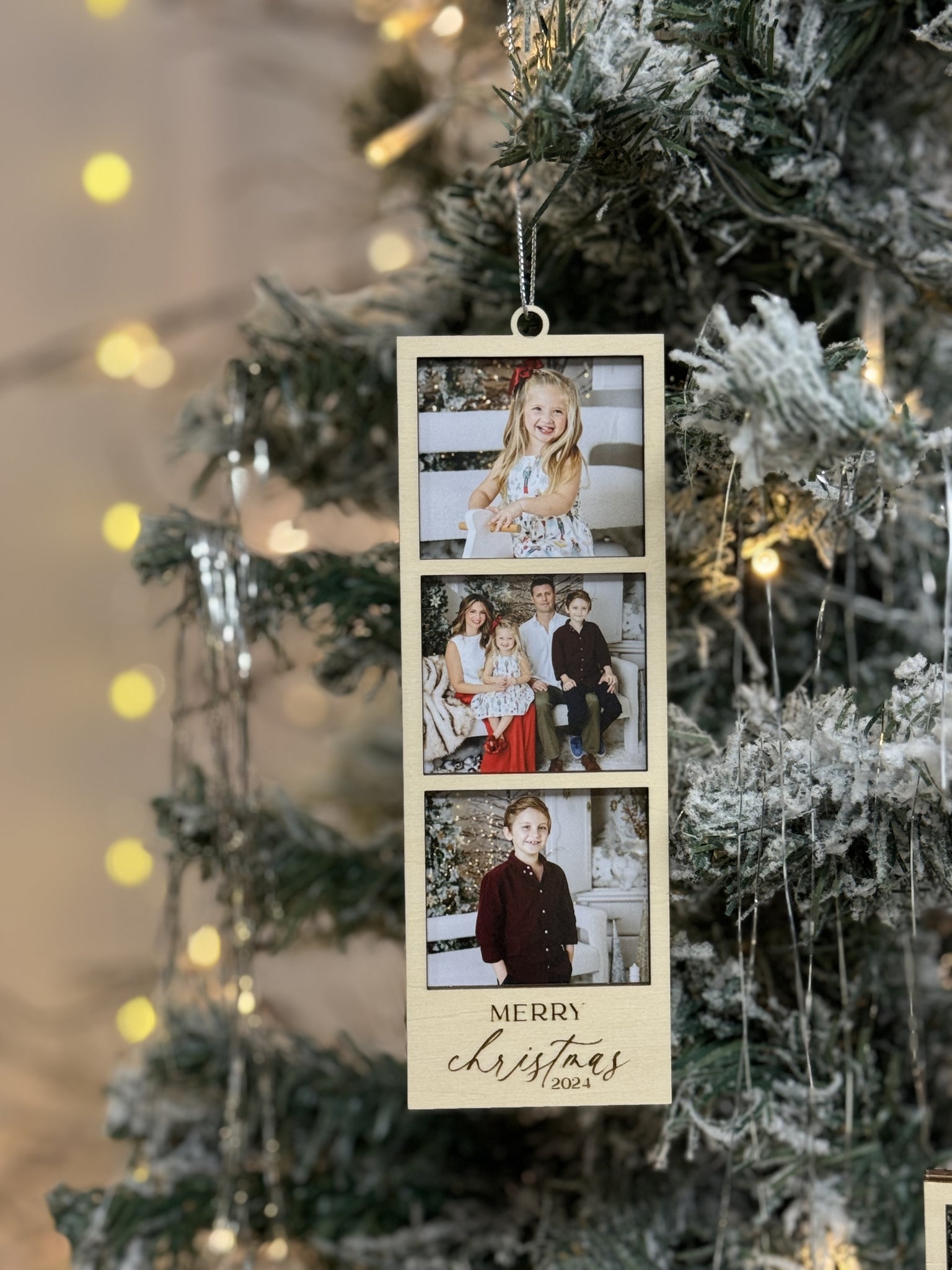 Wood Photo Strip Ornament (3 photos)