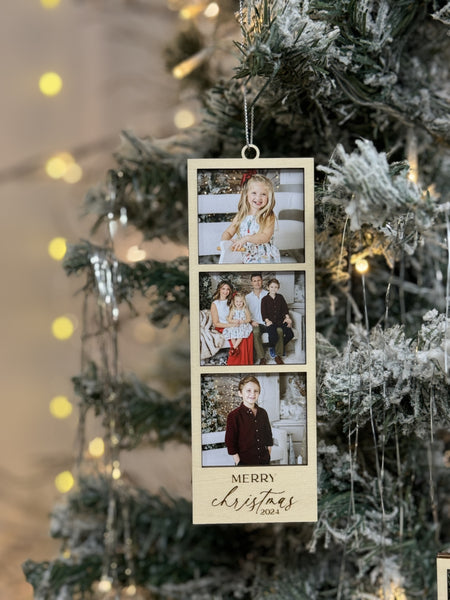 Wood Photo Strip Ornament (3 photos)