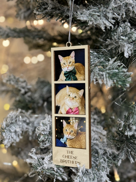 Wood Photo Strip Ornament (3 photos)