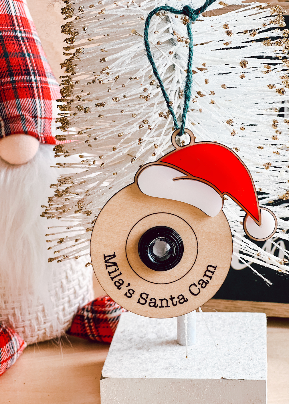 Custom Santa Cam Ornament with Letter